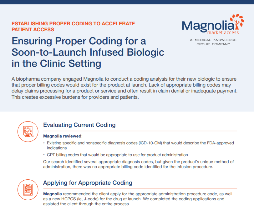 screenshot of Designing a coding gameplan for a soon-to-launch infused biologic pdf