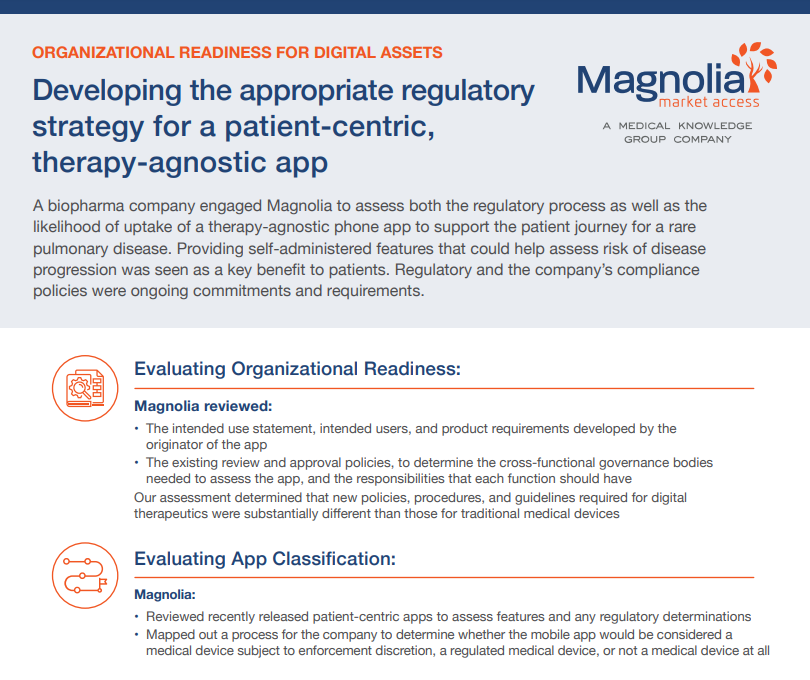 screenshot of Developing the appropriate regulatory strategy for a patient-centric, therapy-agnostic app pdf