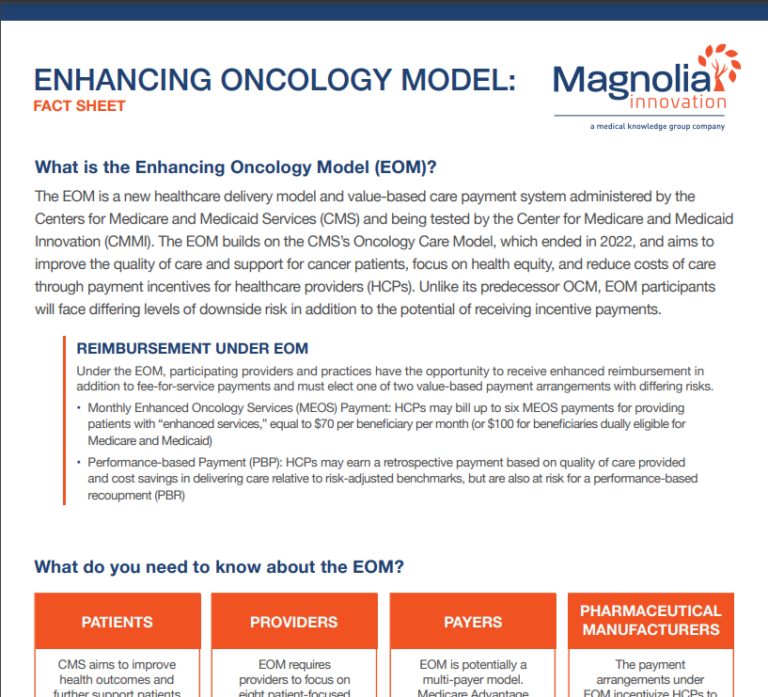 screenshot of Enhancing Oncology Model (EOM) Fact Sheet pdf