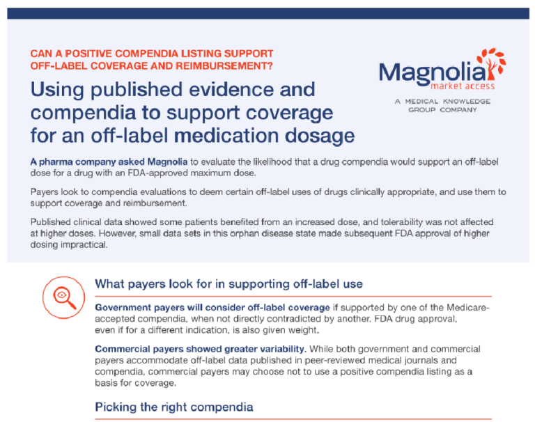 Using published evidence and compendia to support expanded coverage for an off-label medication dosage